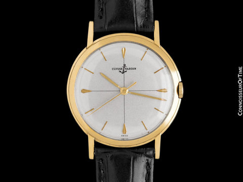 1960's Ulysse Nardin Vintage Mens Handwound Crosshair Dial Watch - 18K Gold