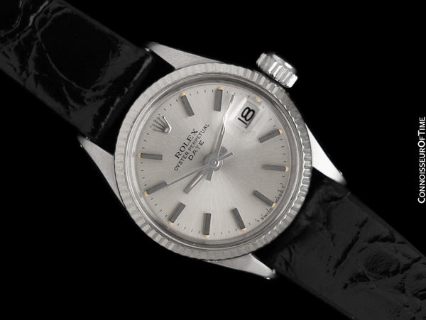 1963 Rolex Date/Datejust Ladies Vintage Watch with Silver Dial - Stainless Steel & 18K White Gold