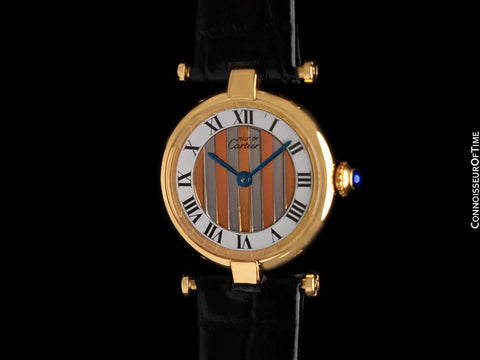 Must De Cartier Vendome Ladies Vermeil Watch with Trinity Dial - 18K Gold Over Sterling Silver