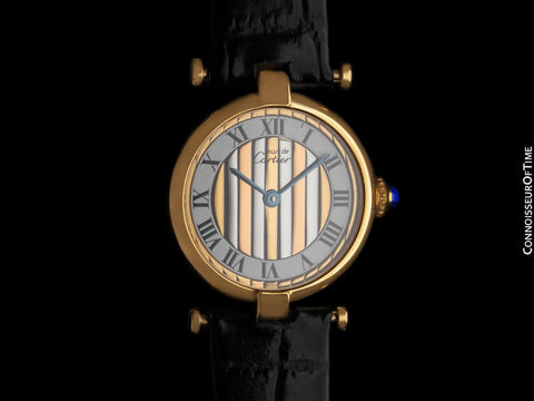 Must De Cartier Vendome Ladies Vermeil Watch with Trinity Dial - 18K Gold Over Sterling Silver