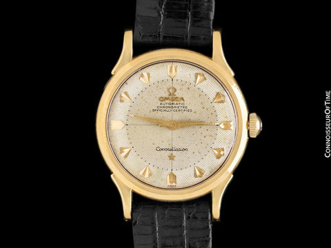 1954 Omega Constellation "De Luxe" Vintage Mens 18K Gold Watch - Box and Band