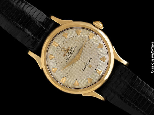 1954 Omega Constellation "De Luxe" Vintage Mens 18K Gold Watch - Box and Band