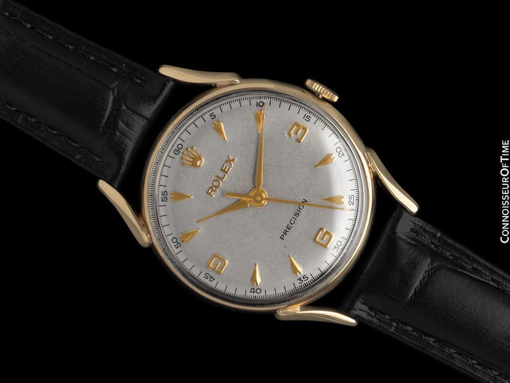 1950's Rolex Precision Vintage Mens Midsize Dress Watch - 9K Gold - Connoisseur of Time 1950's Rolex Precision Vintage Mens Midsize Dress Watch - 9K Gold - Connoisseur of Time
