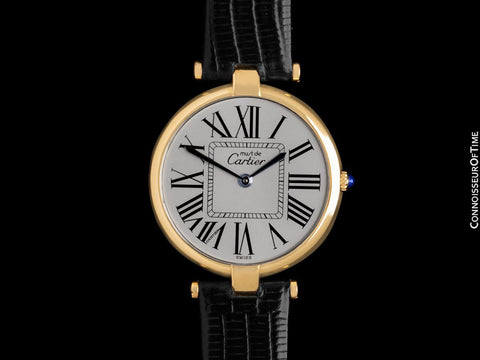 Must De Cartier Vendome Mens Midsize Unisex Vermeil Watch - 18K Gold Over Sterling Silver