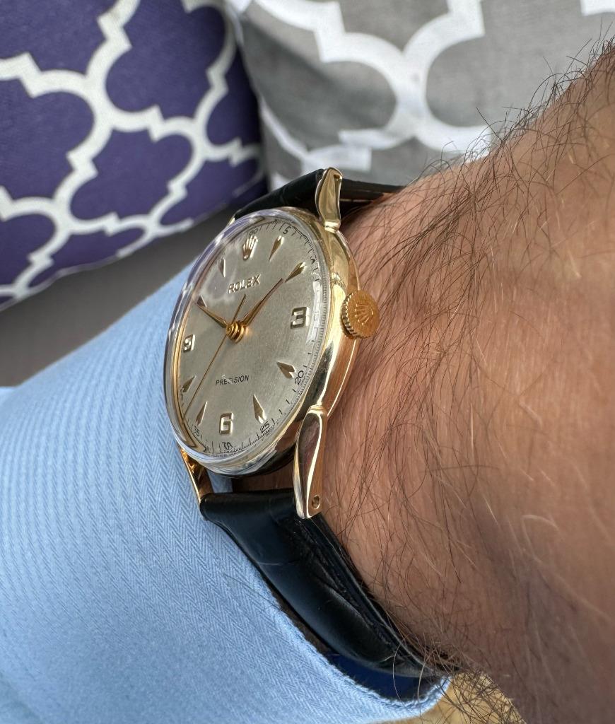1950's Rolex Dress Watch 1950's Rolex Precision Vintage Mens Midsize Dress Watch 9K Gold 1950's Rolex Dress Watch 1950's Rolex Precision Vintage Mens Midsize Dress Watch 9K Gold