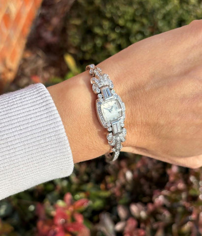1940's Vintage Ladies Watch with Omega Movement - Platinum and Over 2 Carats of Diamonds