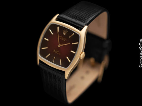 1974 Rolex Cellini Vintage Mens Handwound TV Shaped Dress Watch, Ref. 3805 - 18K Gold