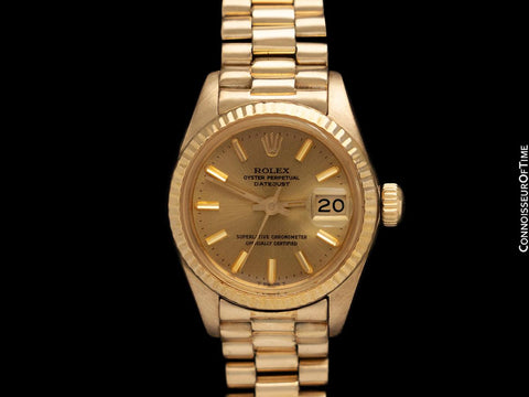 Rolex Ladies President Datejust 26mm Watch with Boxes & Booklets, Ref. 6917 - 18K Gold