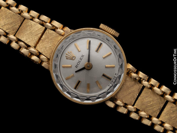 1980's Rolex Vintage Ladies Handwound Bracelet Watch with Box - 14K Gold