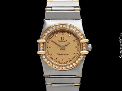 Omega Ladies Constellation Manhattan 18K Gold, Steel & Factory Set Diamond Watch - Papers