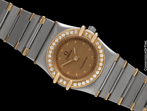 Omega Ladies Constellation Manhattan 18K Gold, Steel & Factory Set Diamond Watch - Papers