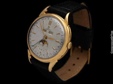 1947 Omega Cosmic Large Vintage Triple Date, Moon Phase Watch - 18K Gold Plated with Box