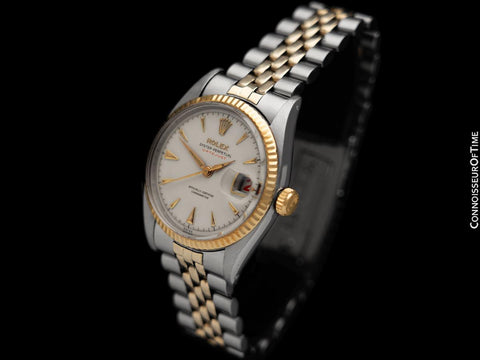 1953 Rolex Datejust Big Bubbleback Vintage Mens "Red Letter " Ref. 6305 Watch - Stainless Steel & 18K Gold