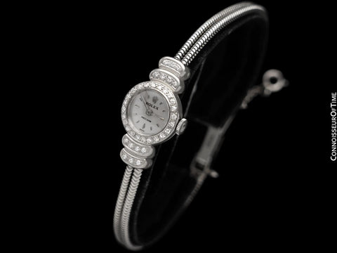 1960's Rolex Ladies Vintage Cocktail Watch - 18K White Gold & Rolex Factory Diamonds