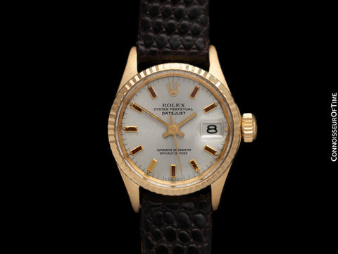 1967 Rolex Datejust (President) Ladies Vintage Watch with Silver Dial - 18K Gold