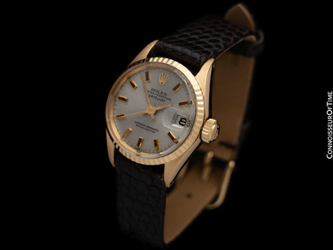 1967 Rolex Datejust (President) Ladies Vintage Watch with Silver Dial - 18K Gold