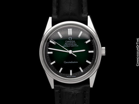 1968 Omega Constellation Mens Automatic Chronometer Green Vignette Dial Watch - Stainless Steel