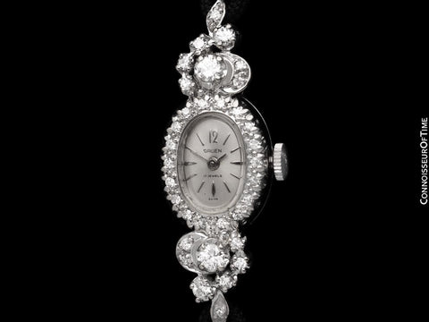 1960's Gruen Vintage Ladies Cocktail Watch - 14K White Gold & Diamonds