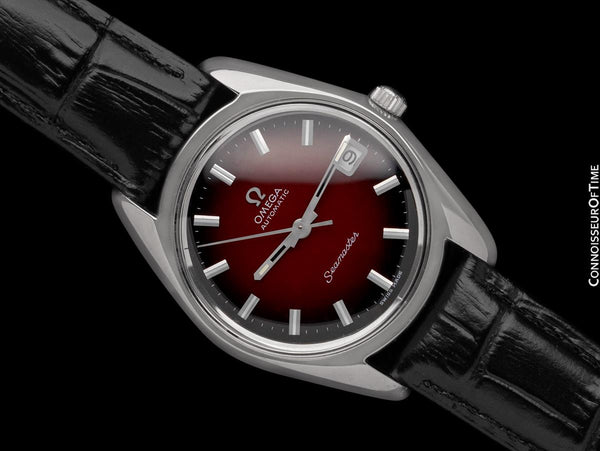 1969 Omega Seamaster Mens Vintage Full Size Cal. 565 Watch and Red Vignette Dial - Stainless Steel