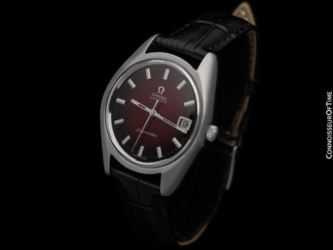 1969 Omega Seamaster Mens Vintage Full Size Cal. 565 Watch and Red Vignette Dial - Stainless Steel