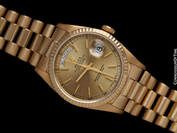 Rolex Mens Double Quick-Set President Day Date Watch, Ref. 18238 - 18K Gold