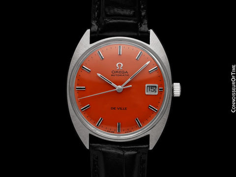 1969 Omega De Ville Vintage Mens Retro Cal. 565 Watch with Orange Dial - Stainless Steel