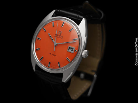 1969 Omega De Ville Vintage Mens Retro Cal. 565 Watch with Orange Dial - Stainless Steel