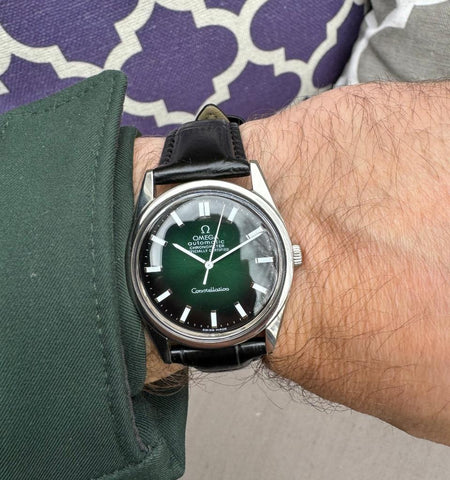 1968 Omega Constellation Mens Automatic Chronometer Green Vignette Dial Watch - Stainless Steel