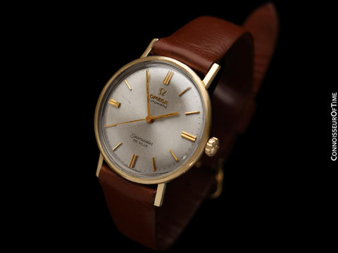 1966 Omega Seamaster De Ville Vintage Automatic Mens "Union Oil" Watch - 14K Gold with Rare Silver Box & Papers