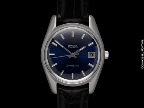 1969 Omega Seamaster Mens Vintage Watch with Autoamtic Cal. 565 Movement and Royal Blue Dial - Stainless Steel