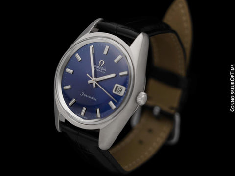 1969 Omega Seamaster Mens Vintage Watch with Autoamtic Cal. 565 Movement and Royal Blue Dial - Stainless Steel