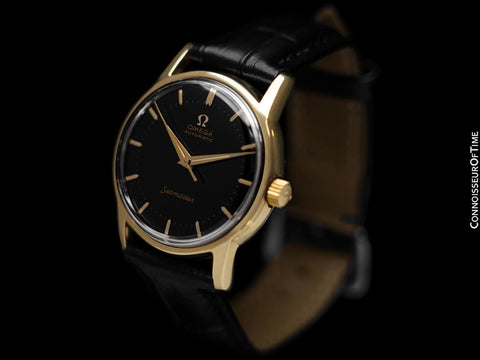 1956 Omega Seamaster Mens Midsize Vintage Automatic Watch - 14K Gold Shell & Stainless Steel