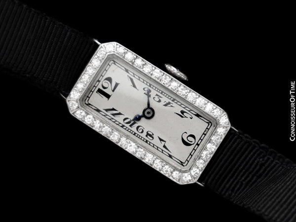 1925 Patek Philippe Likely for Tiffany Vintage Art Nouveau Ladies Platinum & Diamonds Watch - Beautiful Condition