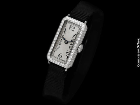 1925 Patek Philippe Likely for Tiffany Vintage Art Nouveau Ladies Platinum & Diamonds Watch - Beautiful Condition
