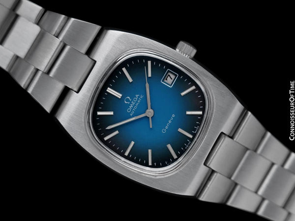 1974 Omega Geneve Vintage Mens Automatic Bracelet Watch, Quick-Setting Date - Stainless Steel