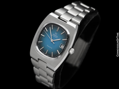 1974 Omega Geneve Vintage Mens Automatic Bracelet Watch, Quick-Setting Date - Stainless Steel