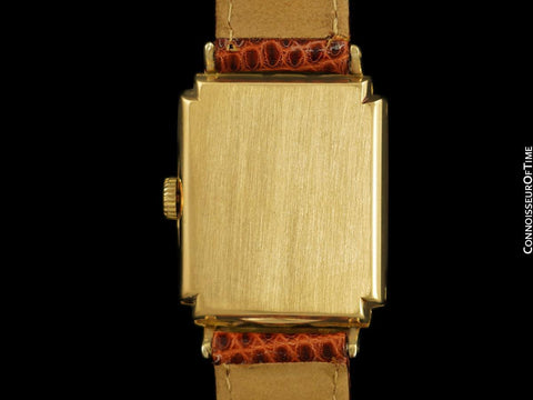 1940's Patek Philippe Vintage Mens Late Art Deco Handwound Watch with Stepped Case - 18K Gold