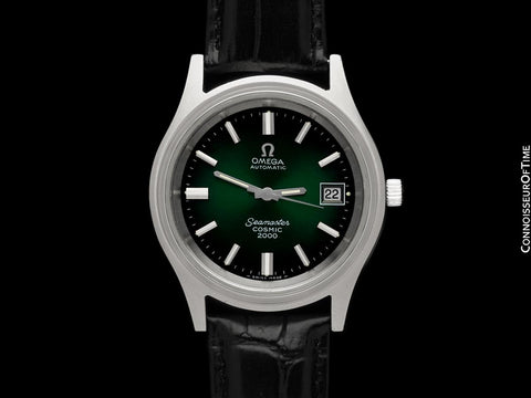 1971 Omega Seamaster Cosmic 2000 Vintage Retro Mens Dive Watch with Green Dial - Stainless Steel