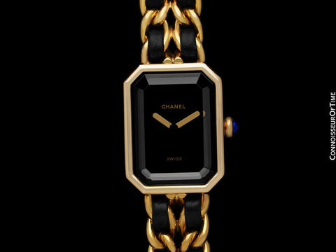 Chanel Premiere Ladies Rectangular Watch with Bracelet - 18K Gold Plated & Stainless Steel