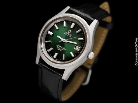 1972 Omega Seamaster Cosmic 2000 Vintage Retro Mens Dive Watch with Green Dial - Stainless Steel