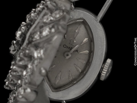 1960's Vintage Ladies Watch with Omega Movement - 14K White Gold & Approx. 3 Carats of Diamonds