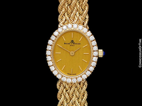 Baume & Marcier Classique Ladies Luxury Watch - 14K Gold & Original Factory Diamonds