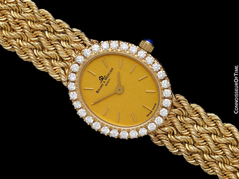 Baume & Marcier Classique Ladies Luxury Watch - 14K Gold & Original Factory Diamonds