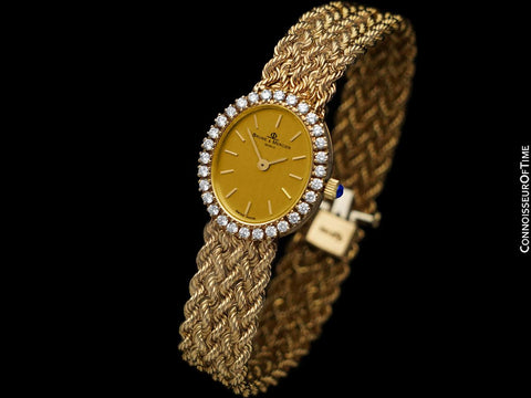 Baume & Marcier Classique Ladies Luxury Watch - 14K Gold & Original Factory Diamonds