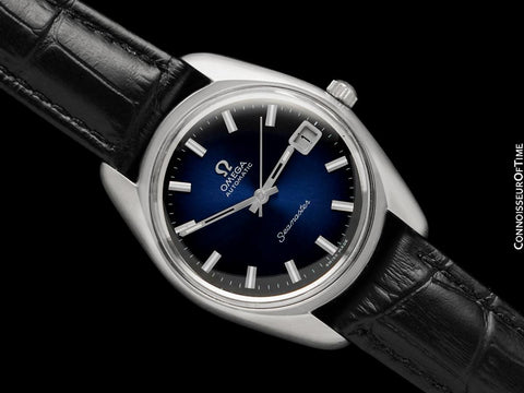 1969 Omega Seamaster Mens Vintage Full Size Cal. 565 Watch and Blue Vignette Dial - Stainless Steel