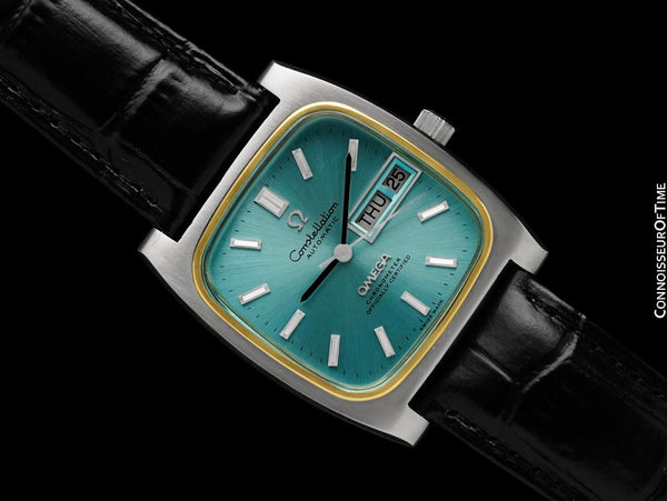 1973 Omega Constellation Vintage Mens "Tiffany Blue" Chronometer Day Date Watch - Stainless Steel & 14K Gold