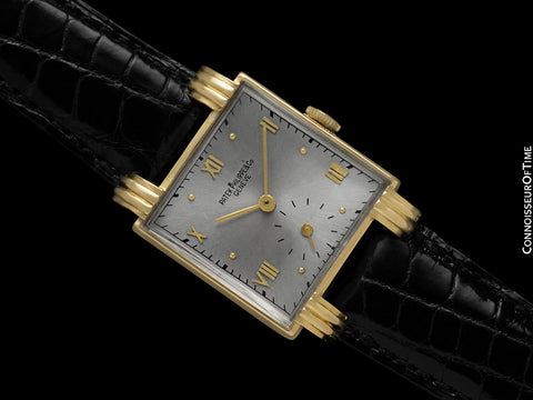 1950's Patek Philippe Vintage Mens Handwound Special Lugs Watch - 18K Gold