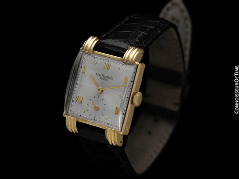 1950's Patek Philippe Vintage Mens Handwound Special Lugs Watch - 18K Gold