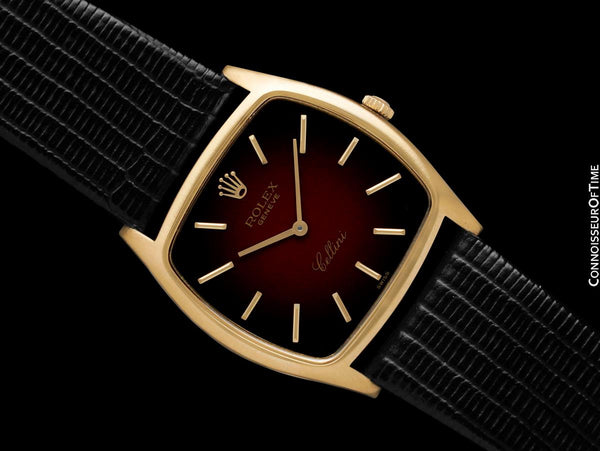 1975 Rolex Cellini Vintage Mens Handwound TV Shaped Ref. 3805 18K Gold Dress Watch - Box & Tags