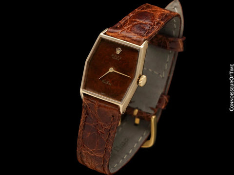 1976 Rolex Cellini Vintage Unisex 18K Gold Ref. 4121 Watch - Exotic Wood Dial